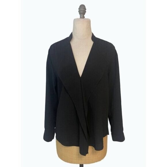 Alberto Makali Black Ruffle Blouse Top Medium - Picture 1 of 4